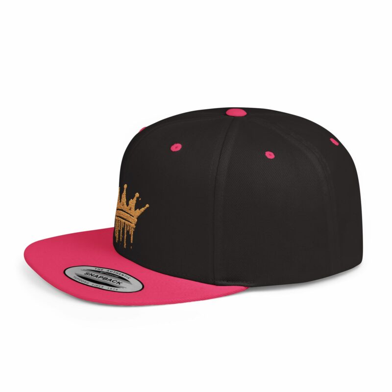 Golden Crown Flat Bill Snapback Hat - Trendy Streetwear Cap - Image 57