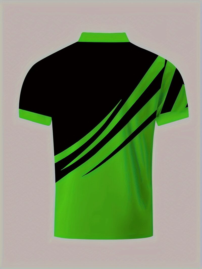 Stylish Mens Color Block Short Sleeve Lapel Shirt - Image 7