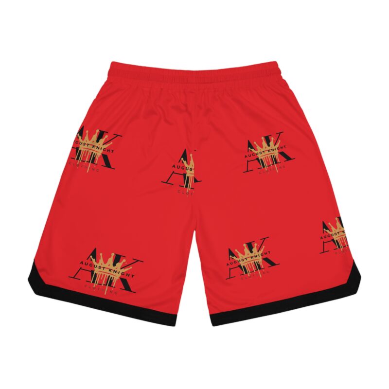 August Night Basketball Rib Shorts - Red Sportswear with Bold Graphic Design - Image 2