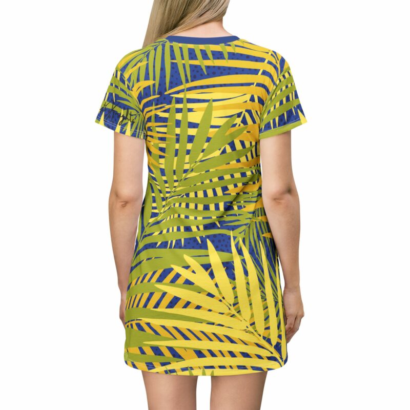 Tropical Vibes T-Shirt Dress - Casual Summer Style with Palm Leaf Design - Image 4