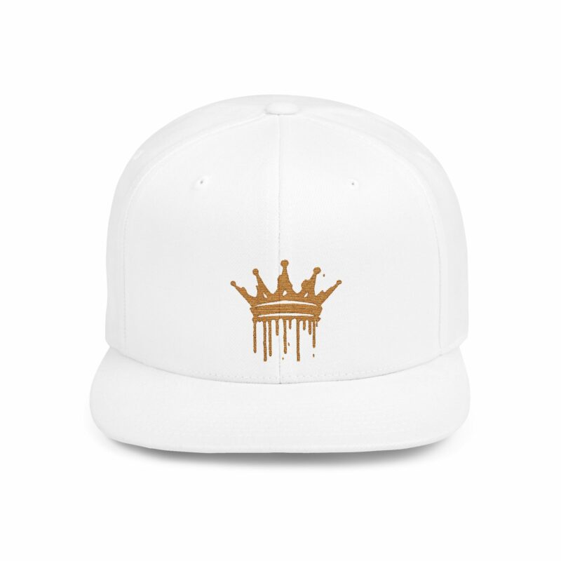 Golden Crown Flat Bill Snapback Hat - Trendy Streetwear Cap