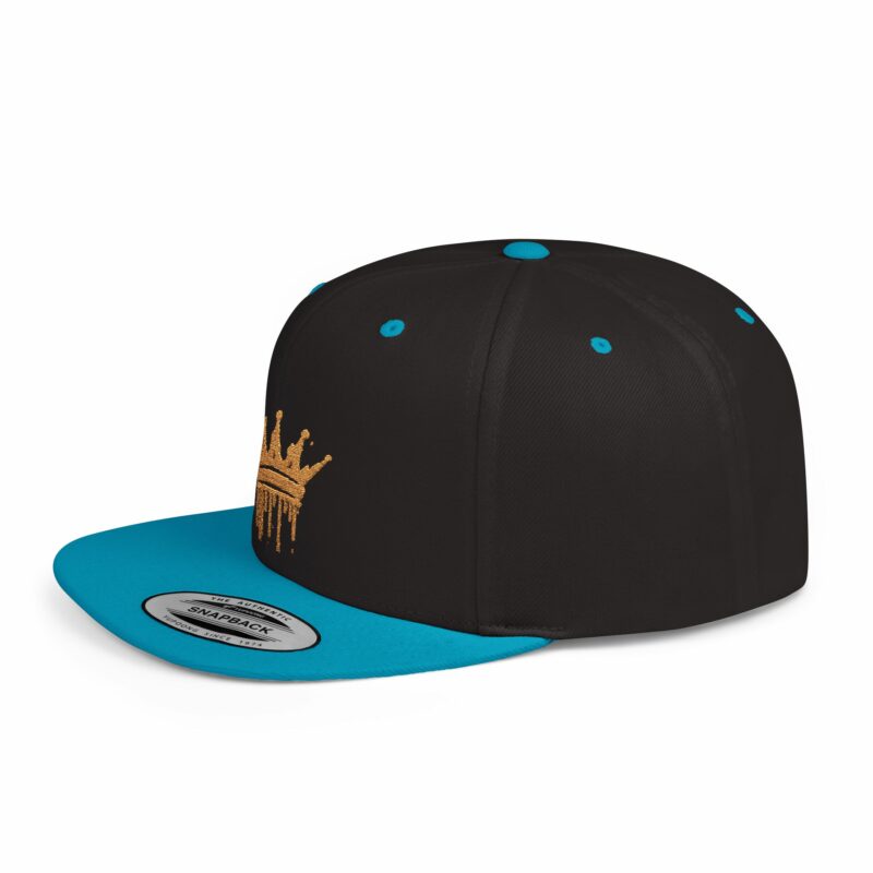 Golden Crown Flat Bill Snapback Hat - Trendy Streetwear Cap - Image 66