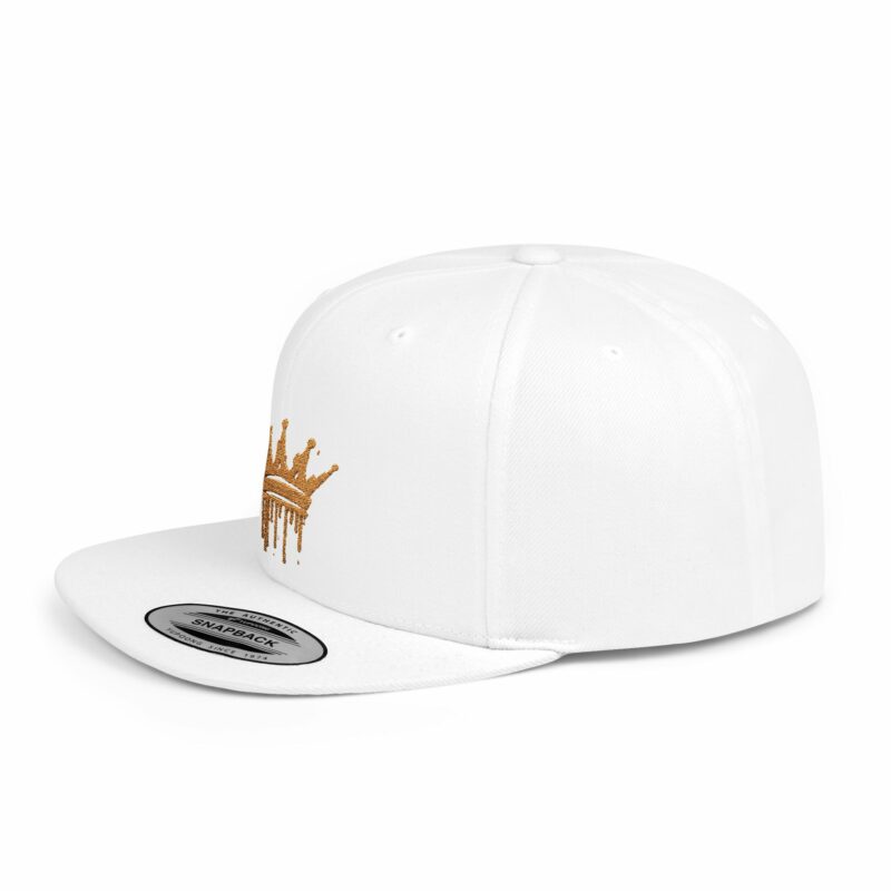 Golden Crown Flat Bill Snapback Hat - Trendy Streetwear Cap - Image 3