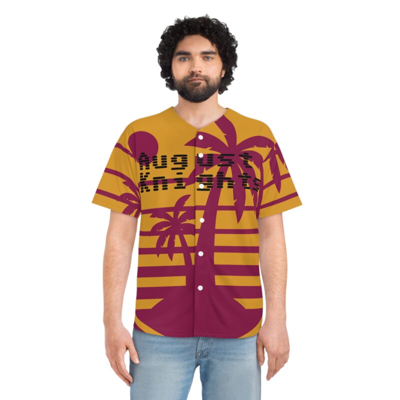 Retro Palm Tree Men's Baseball Jersey - August Nights - Image 3