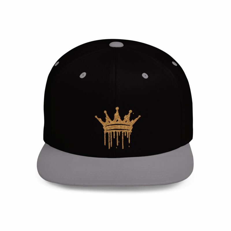 Golden Crown Flat Bill Snapback Hat - Trendy Streetwear Cap - Image 61