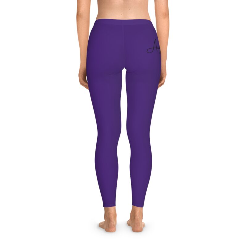Custom Purple Stretchy Leggings - Knights & Angels Design - Image 4