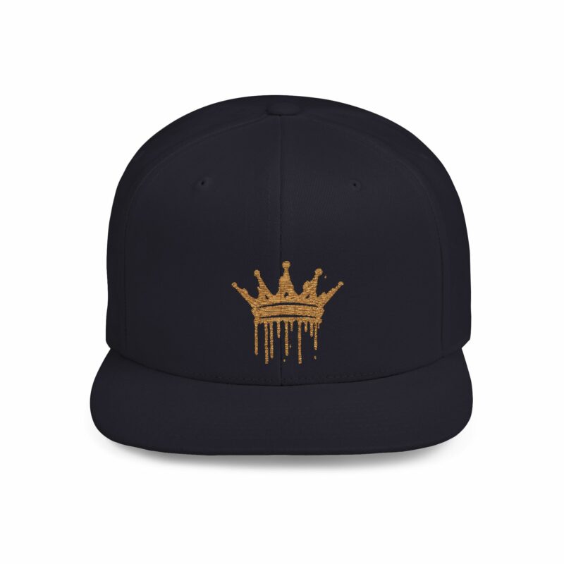 Golden Crown Flat Bill Snapback Hat - Trendy Streetwear Cap - Image 19