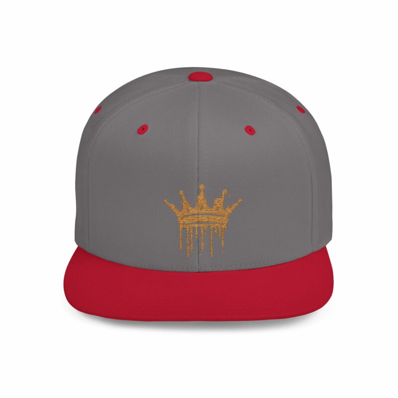 Golden Crown Flat Bill Snapback Hat - Trendy Streetwear Cap - Image 46