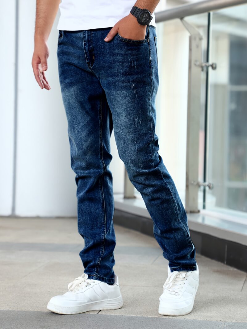 Men's Jeans, Elastic Simple Denim Pants, Multi-craft Slim Blue Men's Pants, Suitable for All Seasons - Image 5