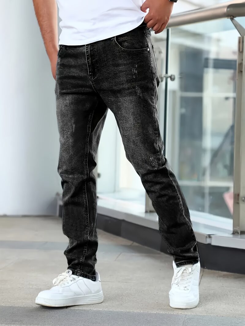 Men's Jeans, Elastic Simple Denim Pants, Multi-craft Slim Blue Men's Pants, Suitable for All Seasons - Image 2