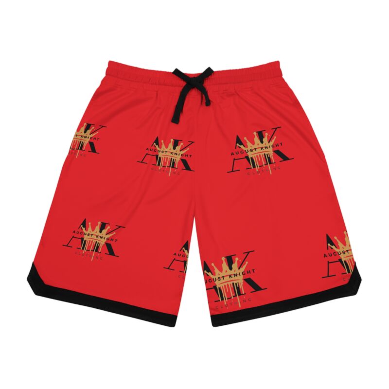 August Night Basketball Rib Shorts - Red Sportswear with Bold Graphic Design