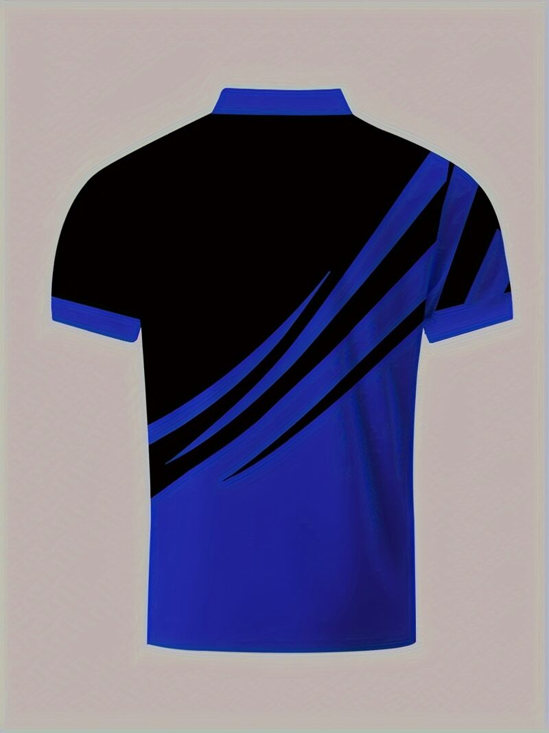 Stylish Mens Color Block Short Sleeve Lapel Shirt - Image 10