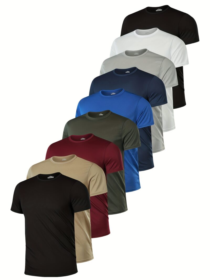 [Ultra-Breathable Crew Neck Tees] 9pcs Premium Solid Color Crew Neck T-Shirts