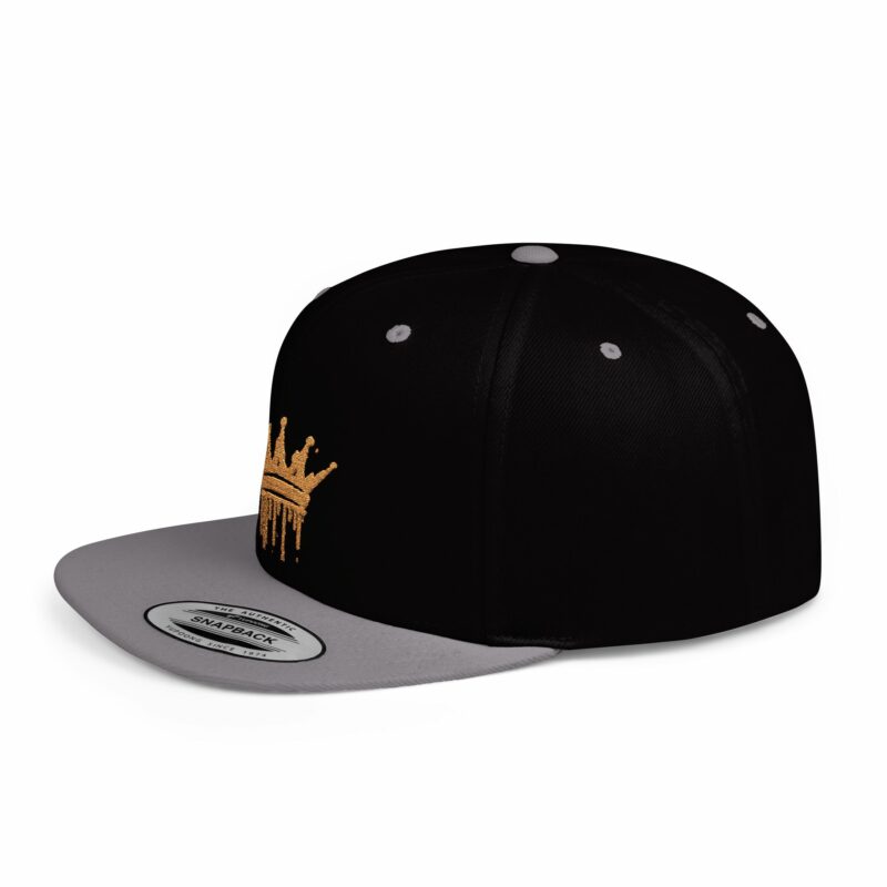 Golden Crown Flat Bill Snapback Hat - Trendy Streetwear Cap - Image 63