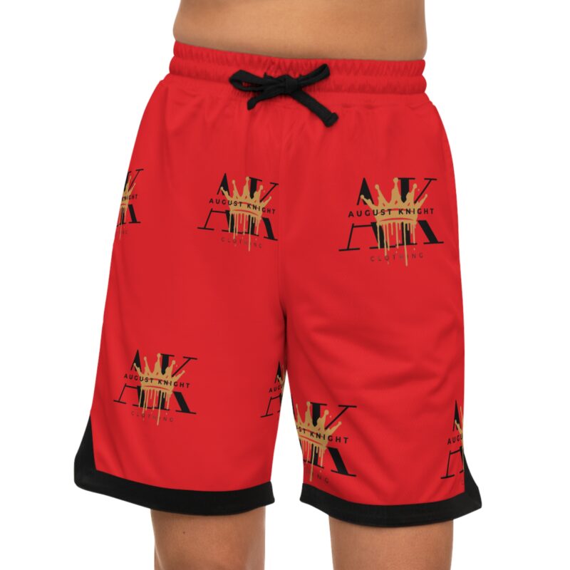 August Night Basketball Rib Shorts - Red Sportswear with Bold Graphic Design - Image 4