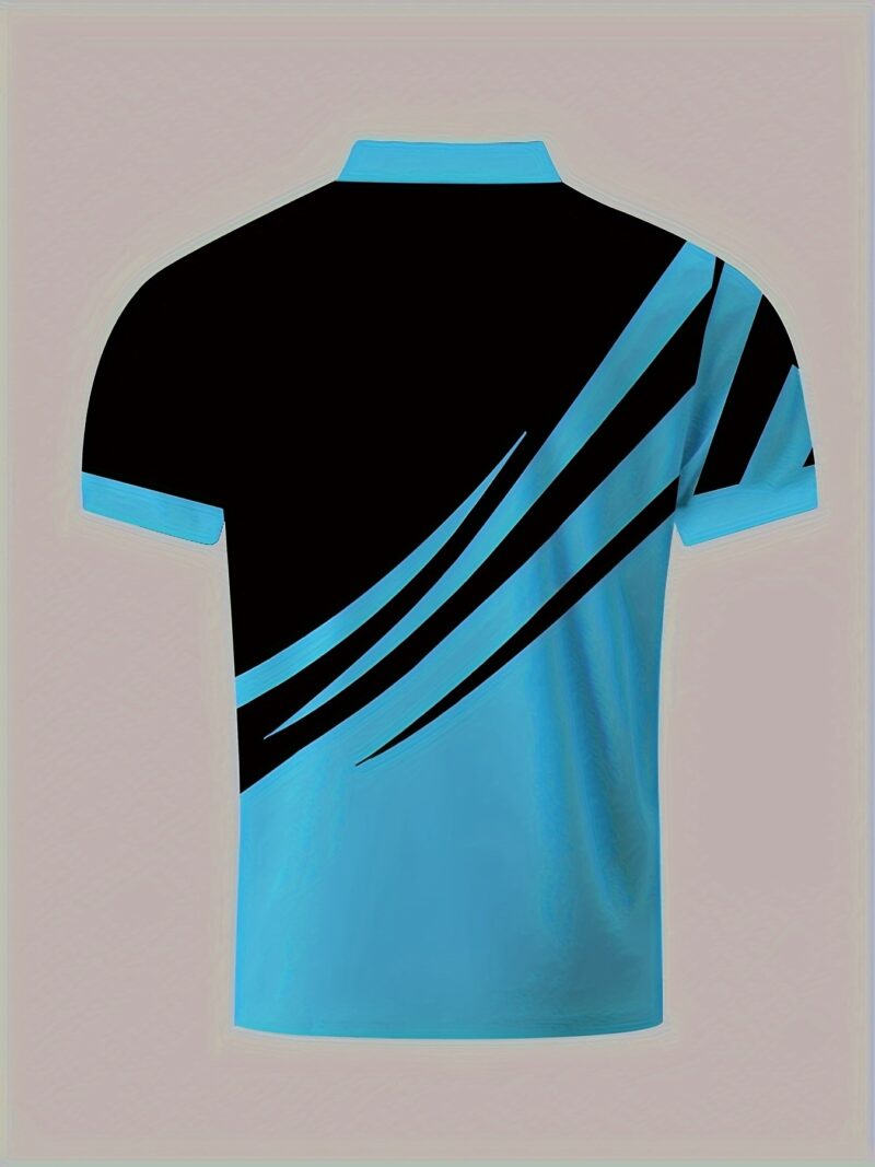 Stylish Mens Color Block Short Sleeve Lapel Shirt - Image 9