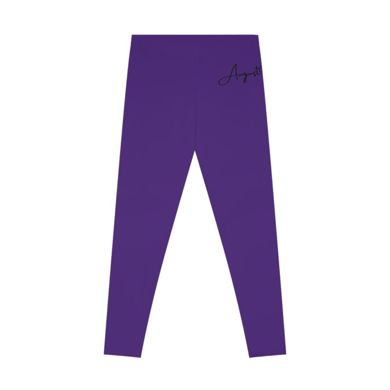 Custom Purple Stretchy Leggings - Knights & Angels Design - Image 2
