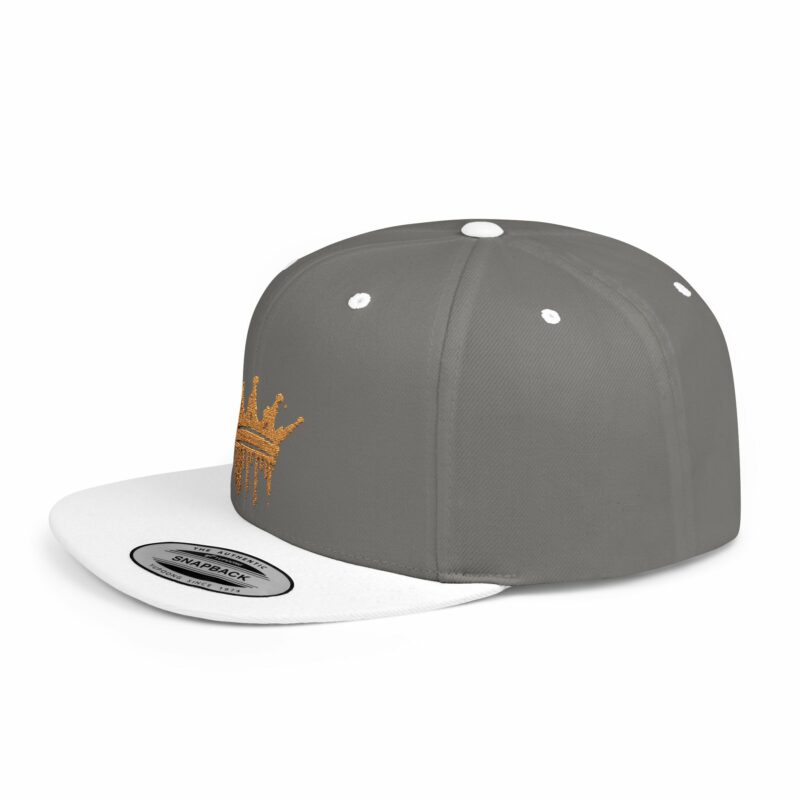 Golden Crown Flat Bill Snapback Hat - Trendy Streetwear Cap - Image 6