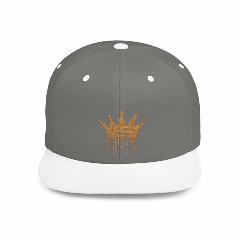 Golden Crown Flat Bill Snapback Hat - Trendy Streetwear Cap - Image 4