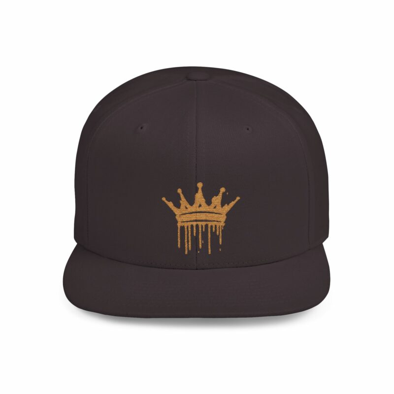 Golden Crown Flat Bill Snapback Hat - Trendy Streetwear Cap - Image 43