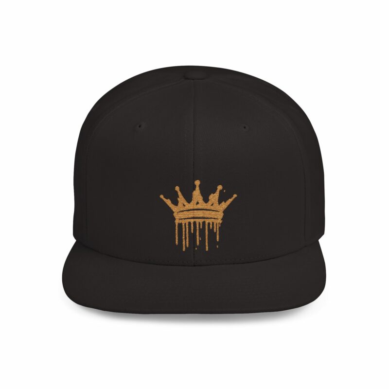 Golden Crown Flat Bill Snapback Hat - Trendy Streetwear Cap - Image 31