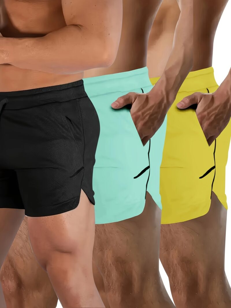 Men's 3pcs Quick-Dry Athletic Shorts with Zippered Pockets - Image 2