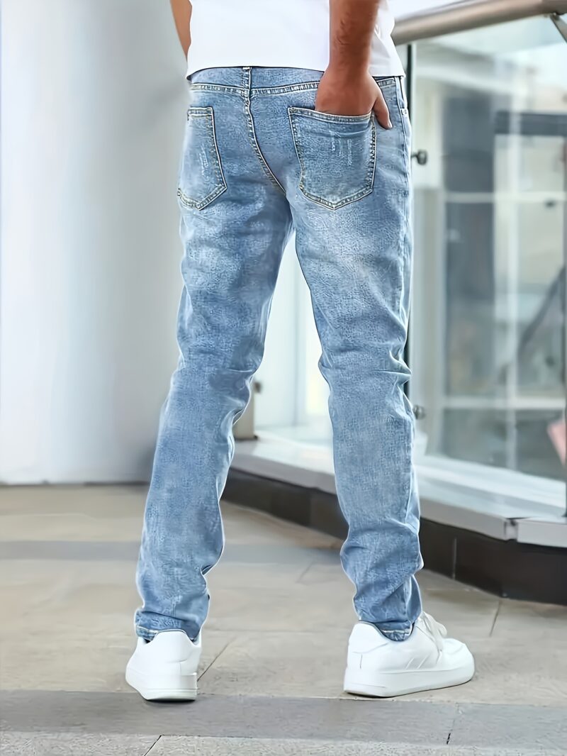 Men's Jeans, Elastic Simple Denim Pants, Multi-craft Slim Blue Men's Pants, Suitable for All Seasons - Image 9