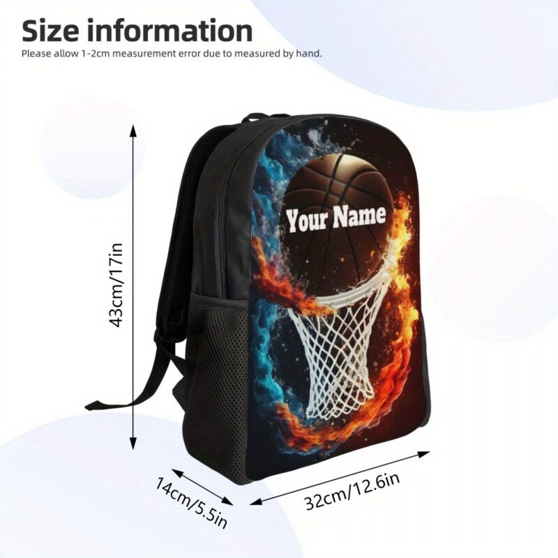 [Customizable Large Capacity Backpack] Hoops Personalized Basketball Flame Backpack - Image 3