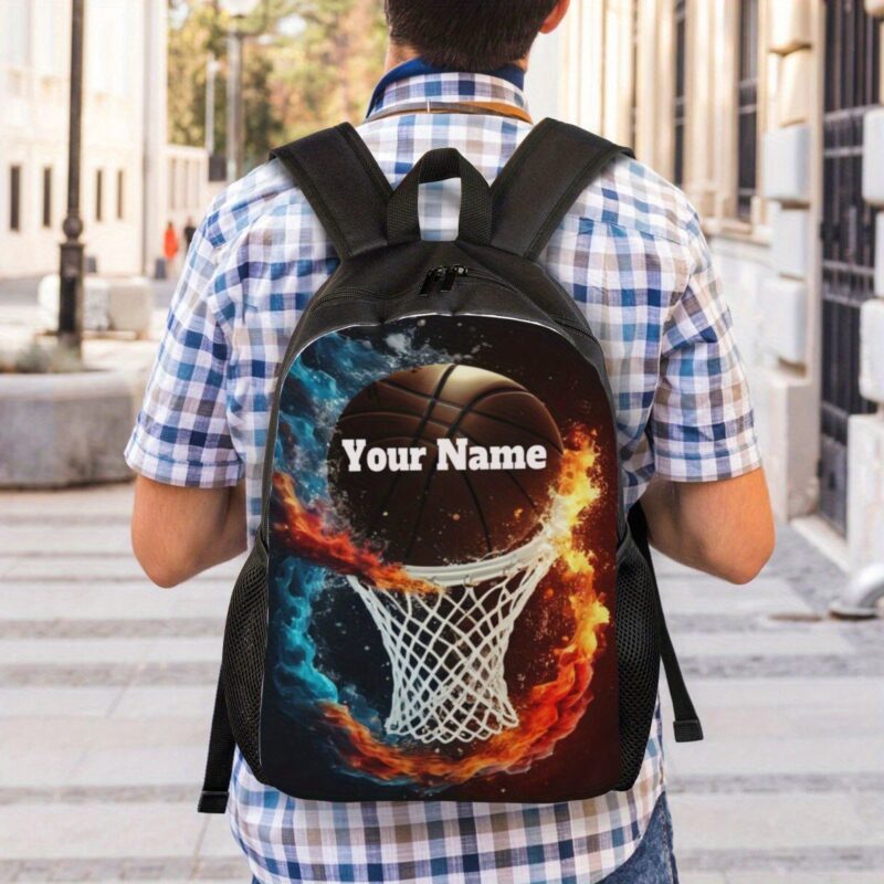 [Customizable Large Capacity Backpack] Hoops Personalized Basketball Flame Backpack - Image 7