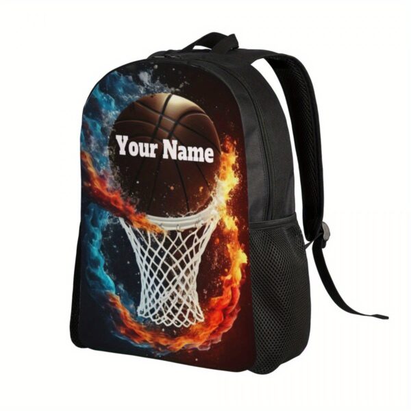 [Customizable Large Capacity Backpack] Hoops Personalized Basketball Flame Backpack