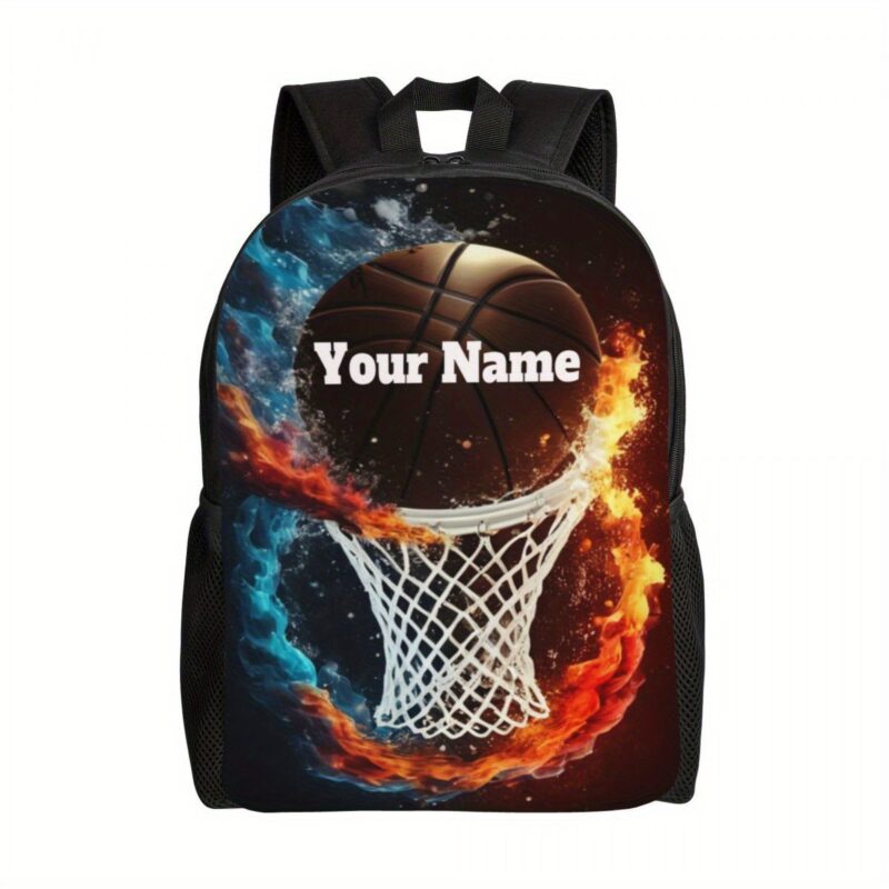 [Customizable Large Capacity Backpack] Hoops Personalized Basketball Flame Backpack - Image 6