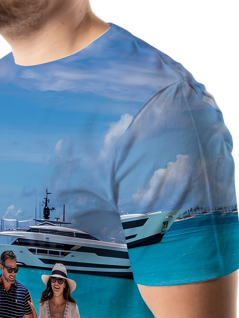 Customizable 3D Photo T-Shirt for Men & Women, Crew Neck, Casual Polyester Knit - Image 3
